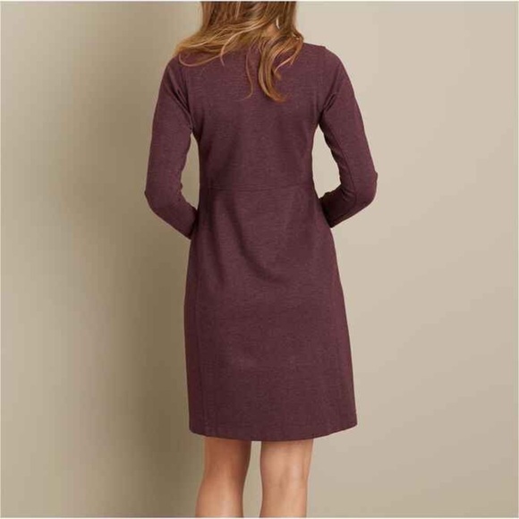 Duluth Trading Co Long Sleeve Plum Boat Neck Ponte Dress with Pockets - Picture 2 of 10